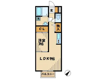 ボナールK弐番館(1LDK/1階)の間取り写真