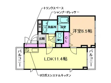 フラッツ塚本(1LDK/5階)の間取り写真