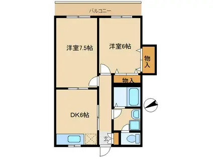 グランツハイム(2DK/2階)の間取り写真