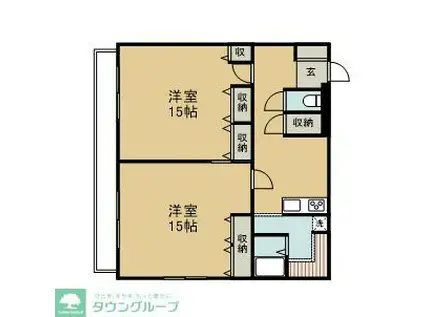 栄光ビル(2LDK/3階)の間取り写真