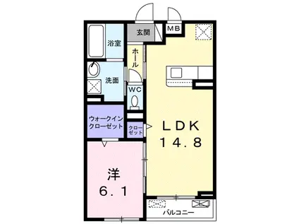セレーノヴィータ(1LDK/2階)の間取り写真