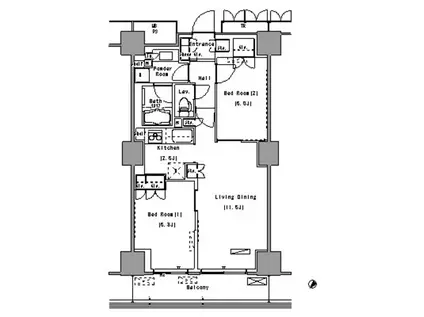 パークアクシス豊洲(2LDK/8階)の間取り写真