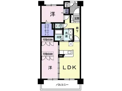 GRAND LEAGA(2LDK/7階)の間取り写真