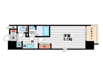 スワンズシティ大手前レーヴェ(1K/11階)の間取り写真