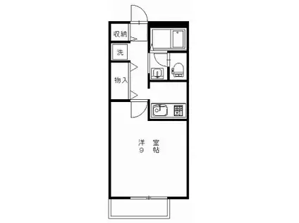 陽だまりハイツ2000C(1K/2階)の間取り写真