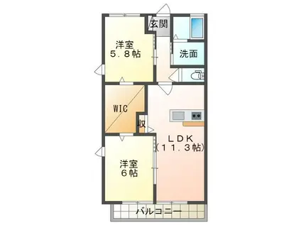 ドルフII(2LDK/1階)の間取り写真