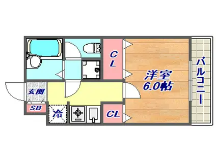 ロンフルーヴ深江(1K/2階)の間取り写真