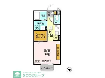 クロスクローバーIII(1K/1階)の間取り写真