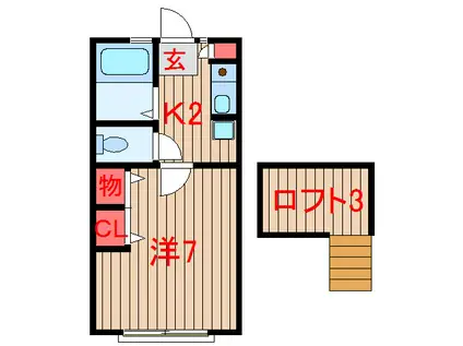 カーサ カルム(1K/2階)の間取り写真