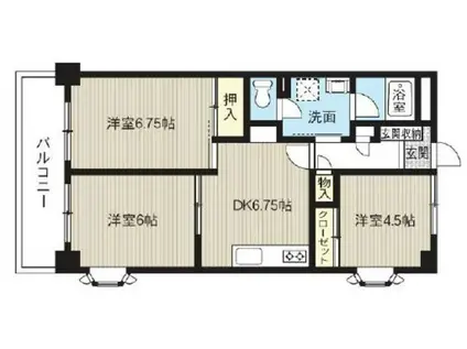 サントミグランドールマンション(3DK/2階)の間取り写真