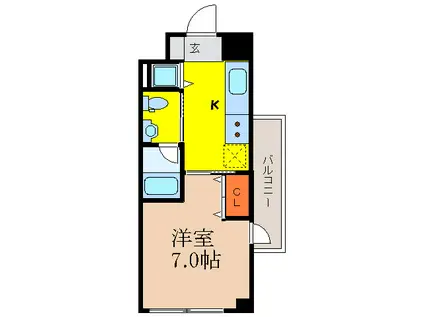 ルナコート江坂(1K/2階)の間取り写真