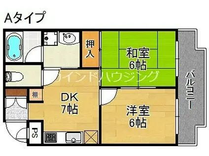 ラフィネシエル(2DK/1階)の間取り写真