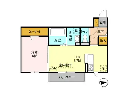 ALWAYS FRIENDRY 学園南(1LDK/2階)の間取り写真