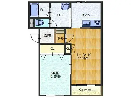 フォルトゥーナ(1LDK/1階)の間取り写真