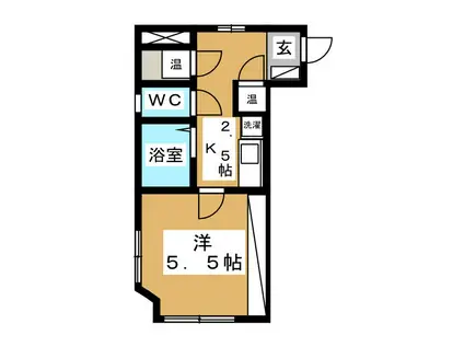 城山ハイツII(1K/2階)の間取り写真