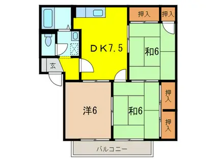 ファミール仁川IV(3DK/2階)の間取り写真