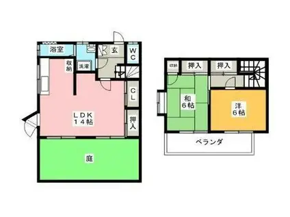 パレアメゾネット(2LDK/1階)の間取り写真