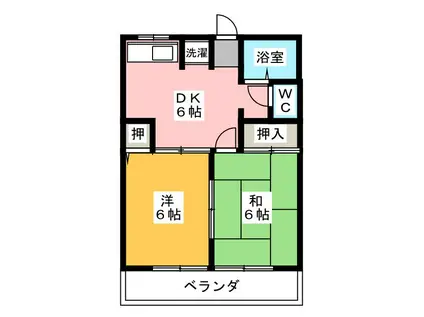 レトアI(2DK/1階)の間取り写真