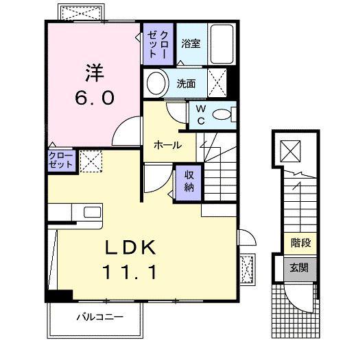 プラウド幕張本郷IV(1LDK/2階)の間取り写真