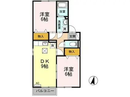 セレーノA(2DK/1階)の間取り写真