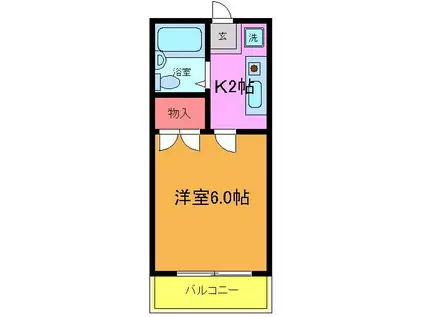 サンロイヤル(1K/2階)の間取り写真
