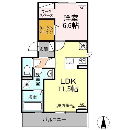 ウィルグランデ(1LDK/2階)の間取り写真