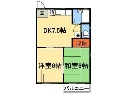 ヴィラウィスタリア八幡(2DK/2階)の間取り写真