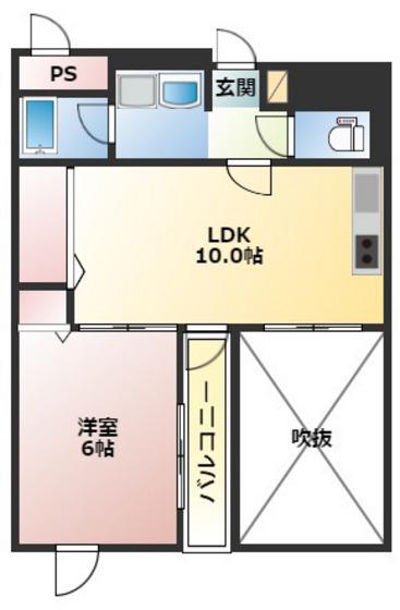 パルロイヤル東島田(1LDK/8階)の間取り写真