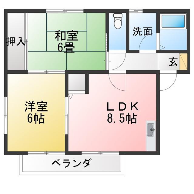 トムハイツ(2LDK/2階)の間取り写真