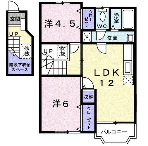 クレストールアベニュー(2LDK/2階)の間取り写真