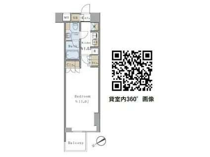 BRILLIA IST 千駄ヶ谷 ブリリア イスト(1K/8階)の間取り写真