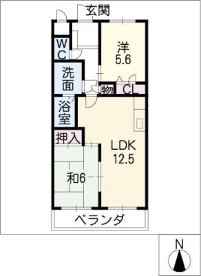 アピテ池場(2LDK/3階)の間取り写真