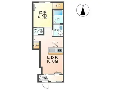 静かで落ち着いた住環境が魅力(1LDK/1階)の間取り写真