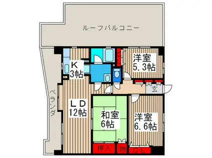 パティオ大宮(3LDK/7階)の間取り写真