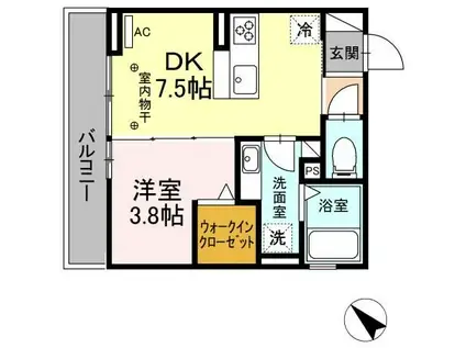 リッシュ(1DK/3階)の間取り写真