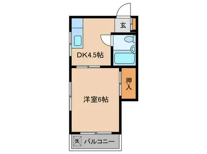 MKハイツ(1DK/3階)の間取り写真