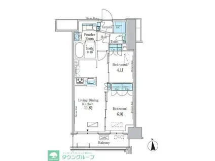 パークアクシス新宿百人町(2LDK/5階)の間取り写真