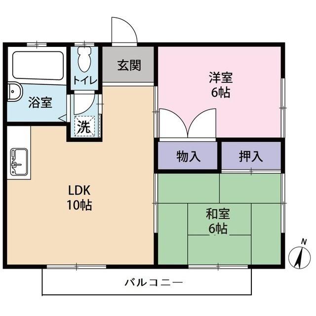 パークアベニュー中浦和(2LDK/2階)の間取り写真