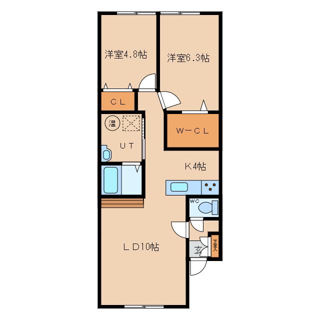 ATEENA永山(2LDK/2階)の間取り写真