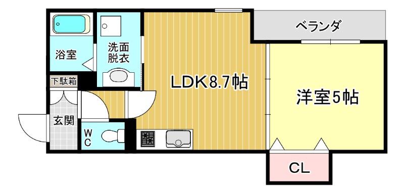 セレニティ豊川(1LDK/3階)の間取り写真