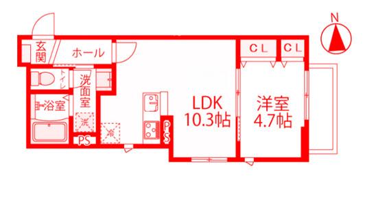 プレスティージュ(1LDK/1階)の間取り写真
