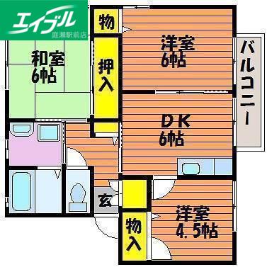 リバティ津高南館(3DK/2階)の間取り写真