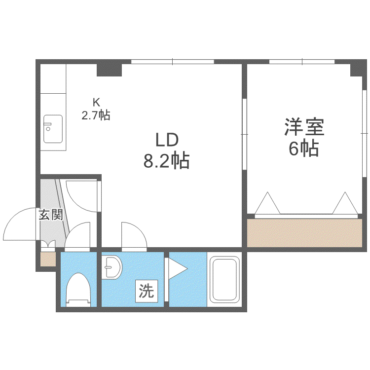 パルコート・DEN月寒中央(1LDK/4階)の間取り写真