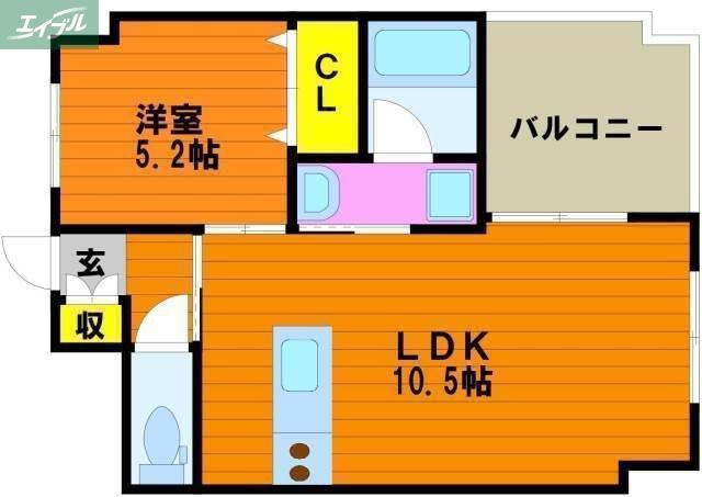 ピュアライン医大東(1LDK/5階)の間取り写真