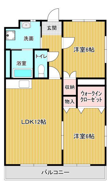 DIMPLE広沢(2LDK/1階)の間取り写真