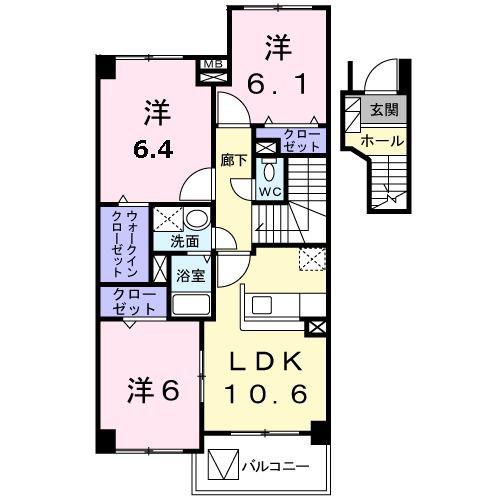 レガリアあかね台I(3LDK/2階)の間取り写真