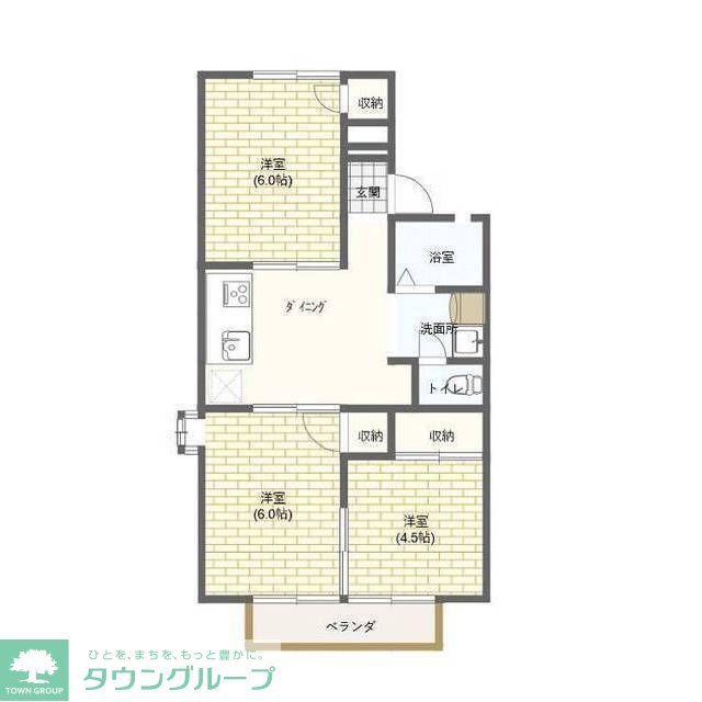 サンハイツ藤岡A棟(3DK/2階)の間取り写真