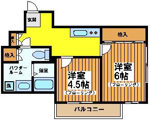 ラ・メゾン国分(2K/1階)の間取り写真