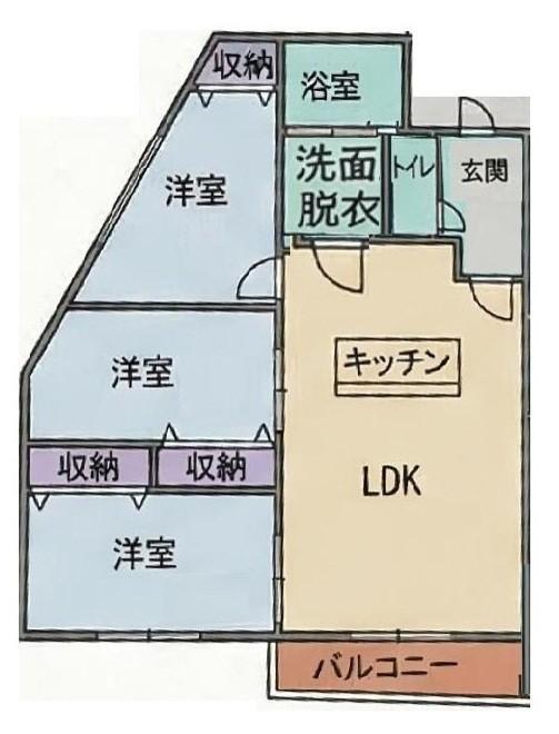 リーフ志免(3LDK/3階)の間取り写真