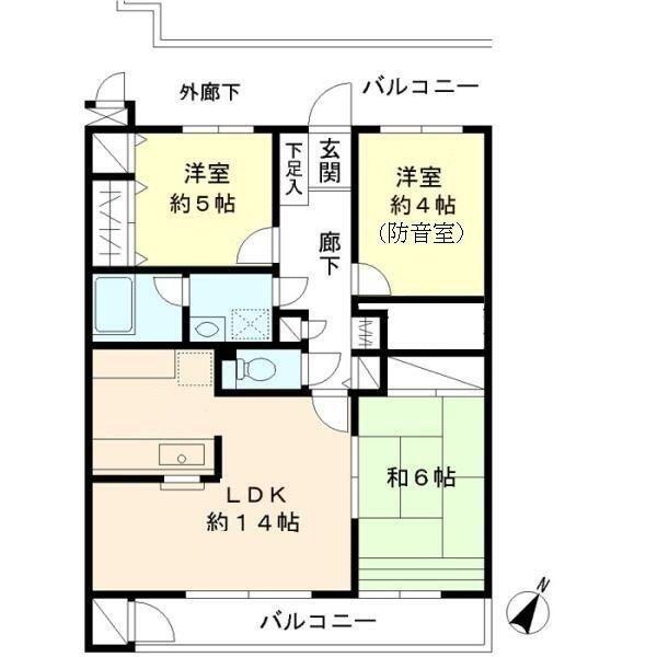 経堂ヒルズ(3LDK/3階)の間取り写真